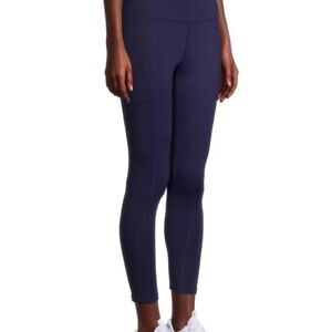 Apana Deep Blue/Navy Blue Pocketed Ankle Length Leggings